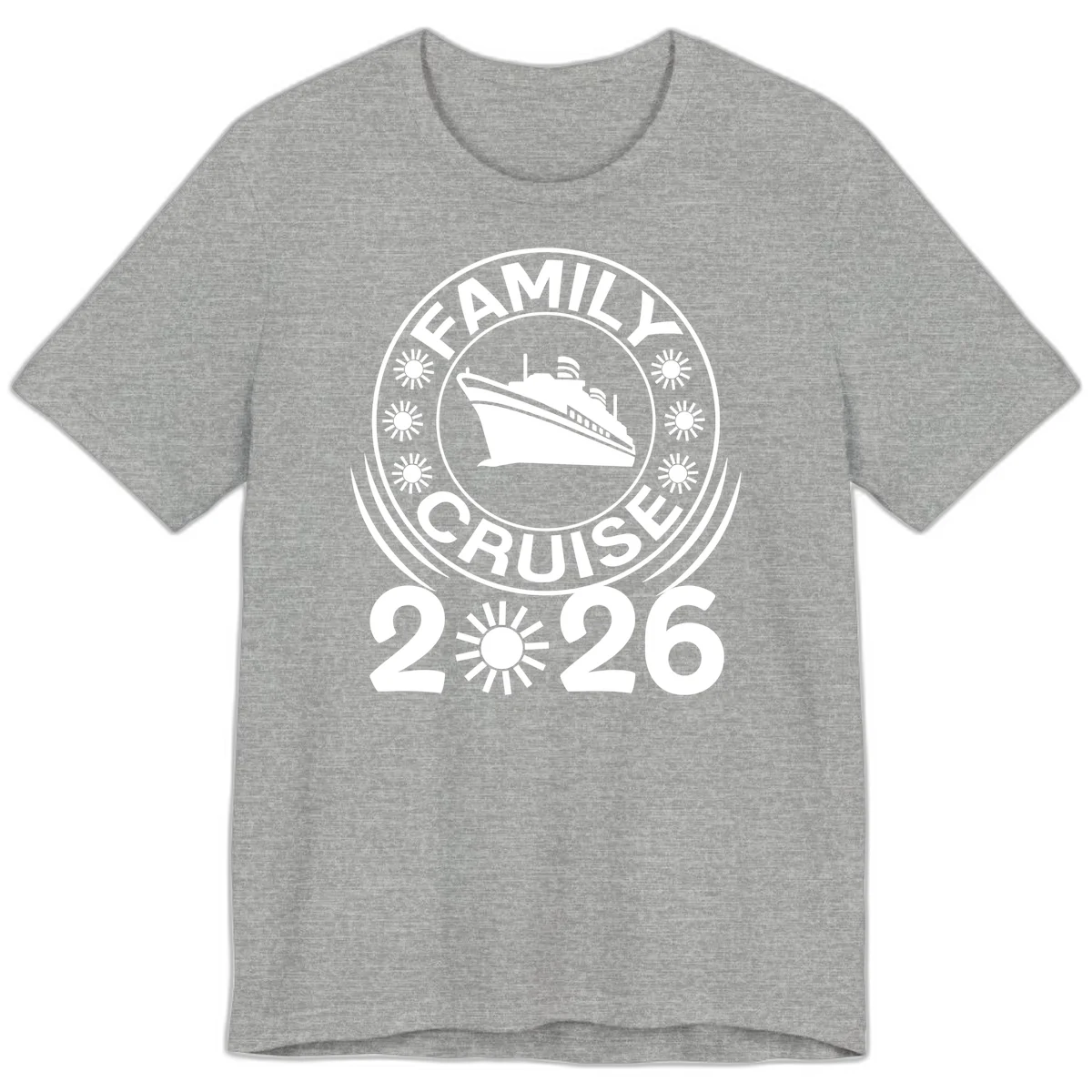 Family Cruise 2026 Badge Premium T-Shirt - Vacation Style in Athletic Heather