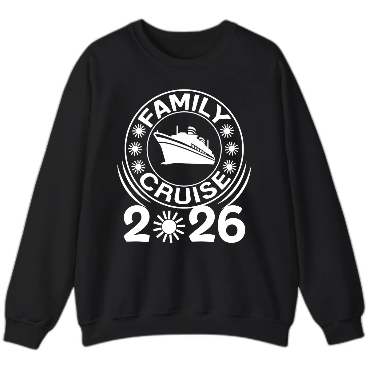 Family Cruise 2026 Badge Sweatshirt - Cozy Memories in Black
