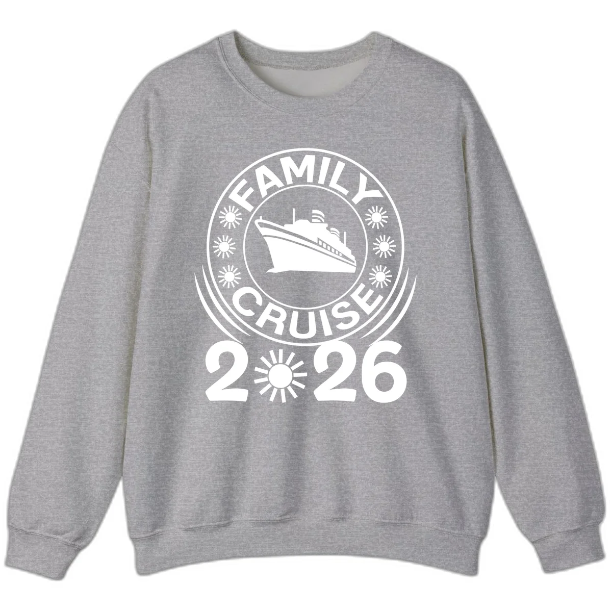 Family Cruise 2026 Badge Sweatshirt - Cozy Memories in Sport Grey