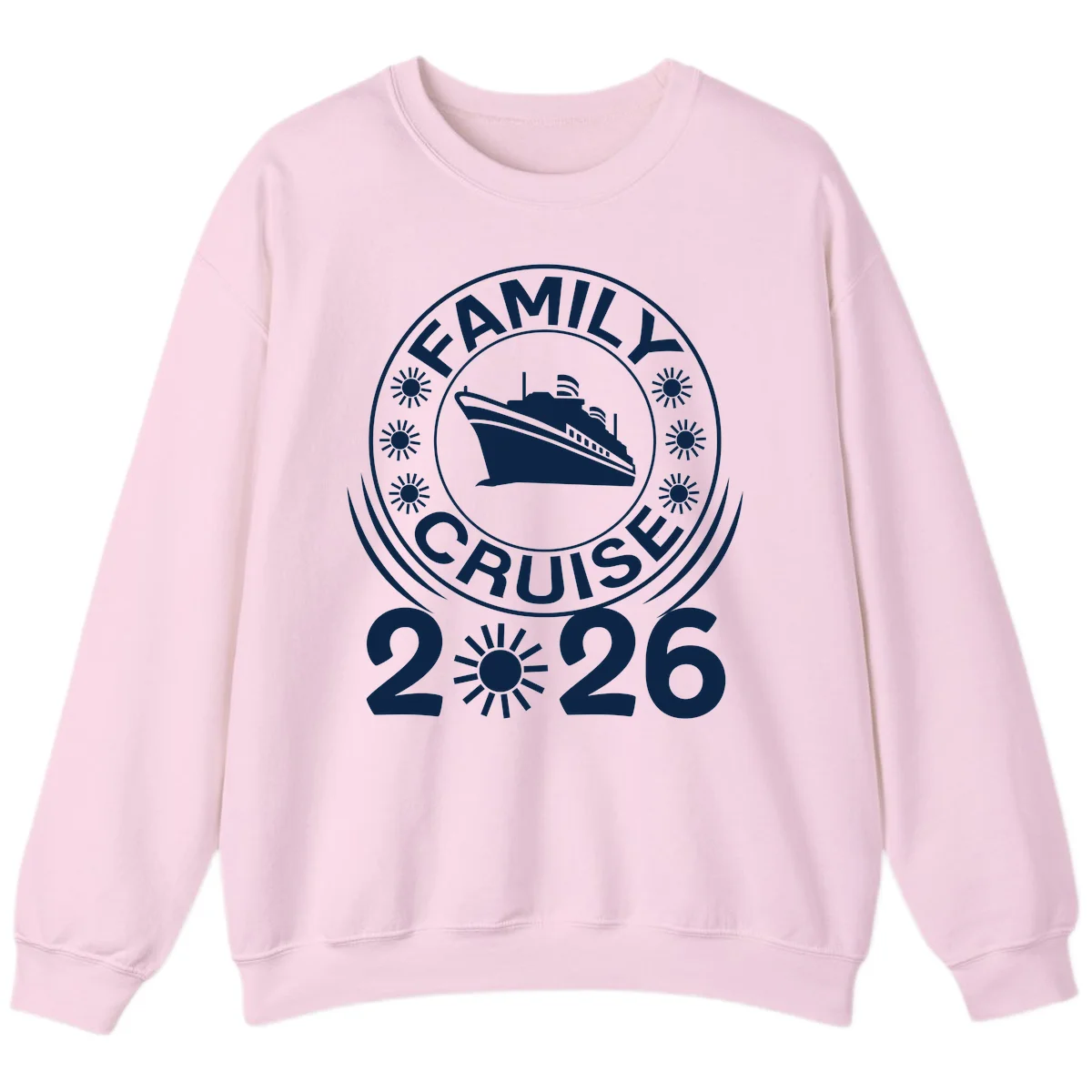 Family Cruise 2026 Badge Sweatshirt - Cozy Memories in Light Pink