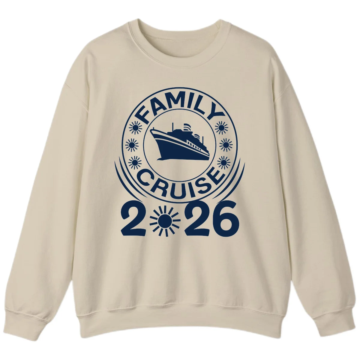 Family Cruise 2026 Badge Sweatshirt - Cozy Memories in Sand