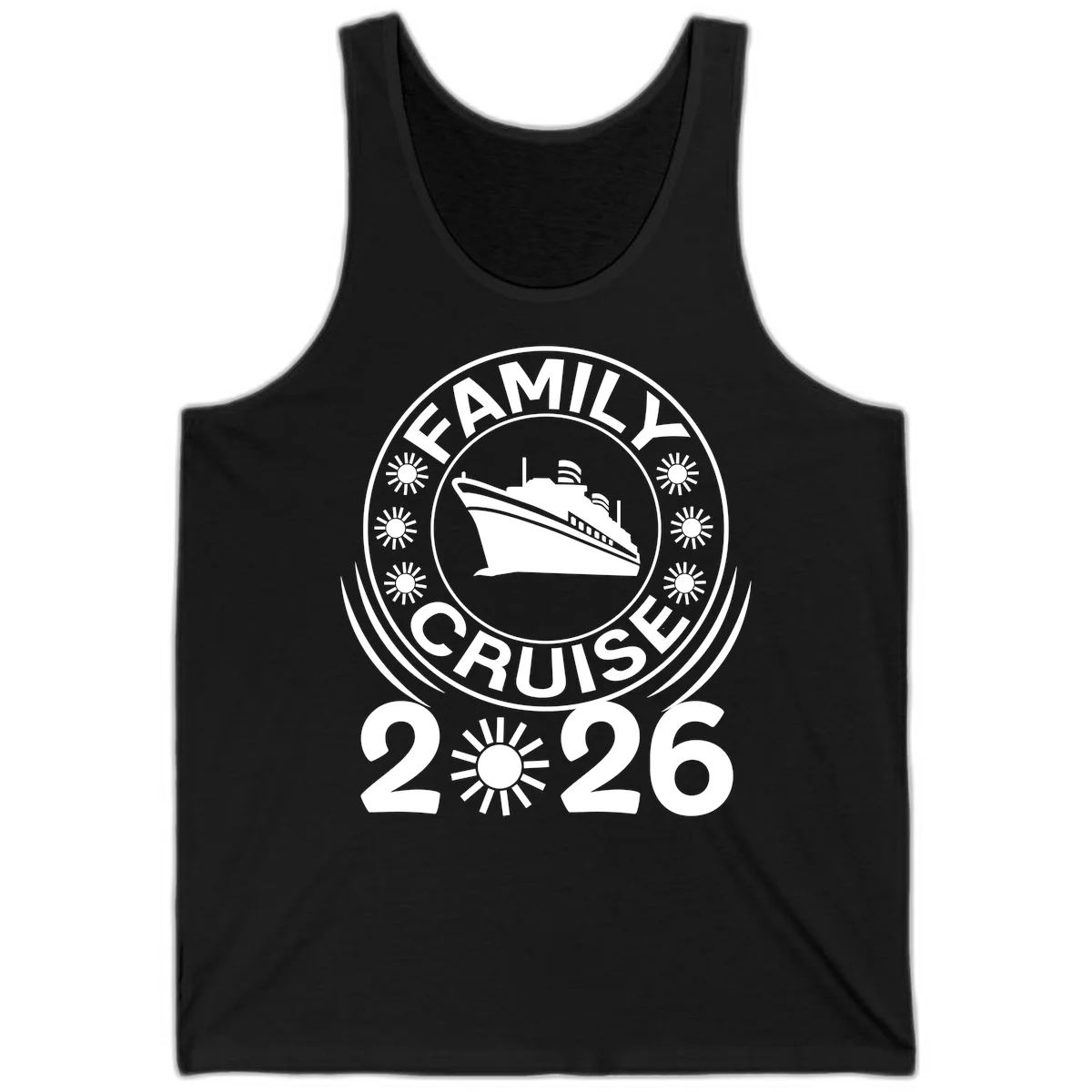 Family Cruise 2026 Badge Tank Top - Sunny Ship Days in Black