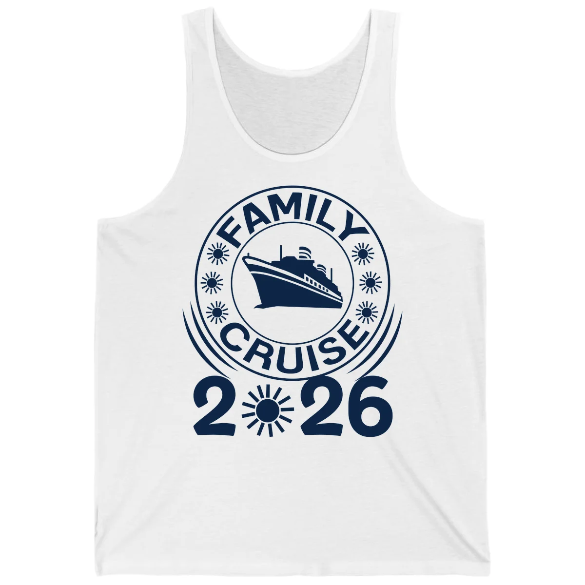 Family Cruise 2026 Badge Tank Top - Sunny Ship Days in White