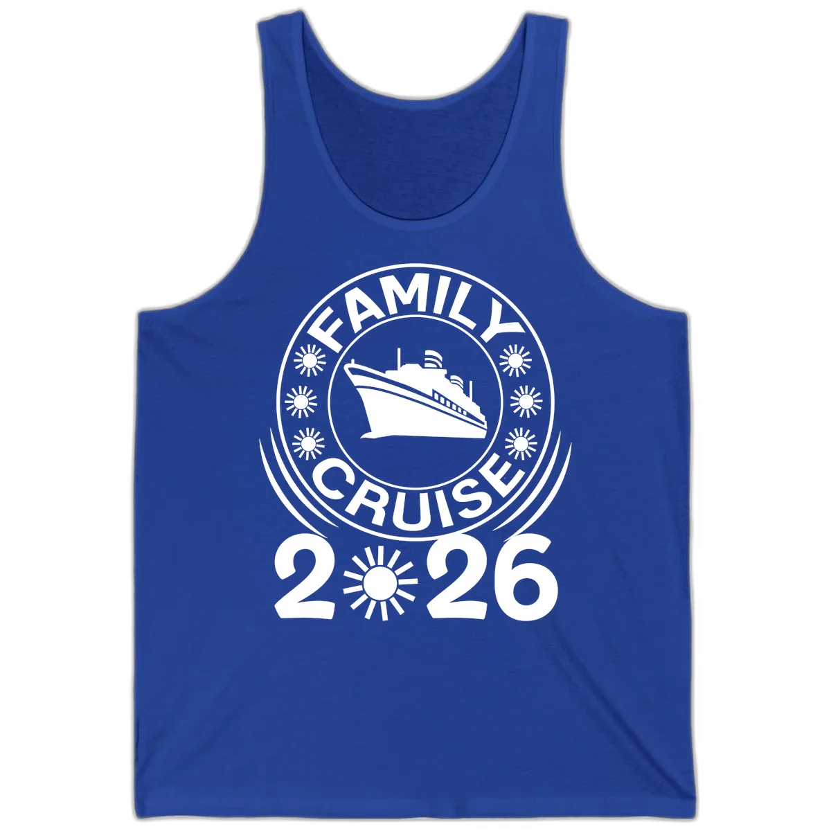Family Cruise 2026 Badge Tank Top - Sunny Ship Days in True Royal