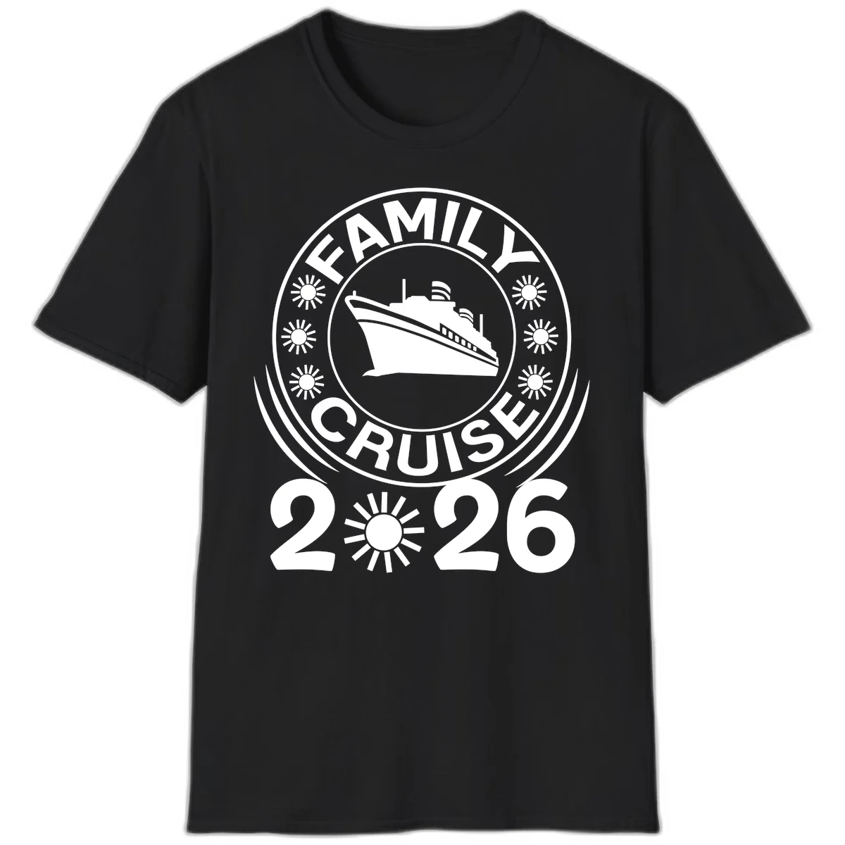 Family Cruise 2026 Badge T-Shirt - Commemorate Your Trip! in Black