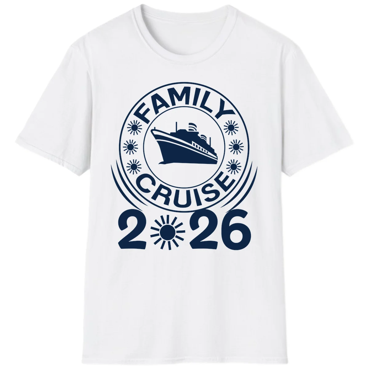Family Cruise 2026 Badge T-Shirt - Commemorate Your Trip! in White