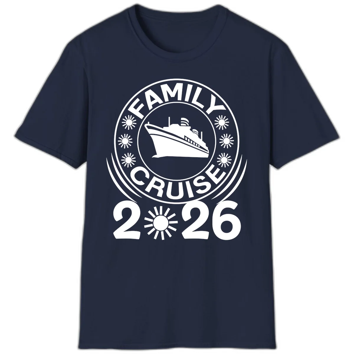 Family Cruise 2026 Badge T-Shirt - Commemorate Your Trip! in Navy
