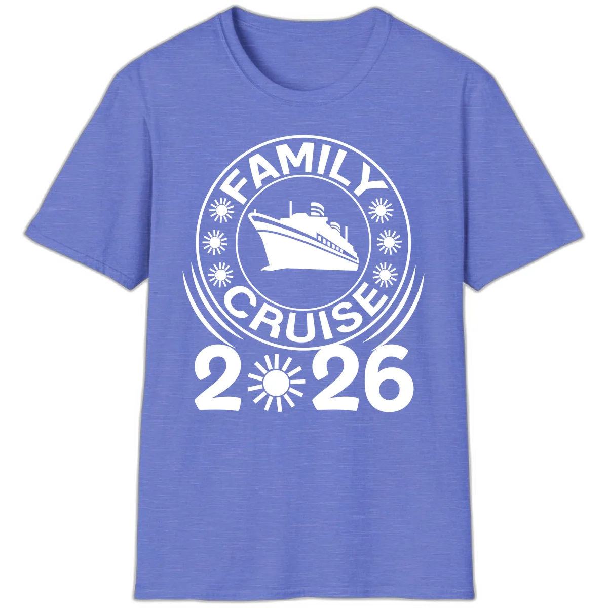 Family Cruise 2026 Badge T-Shirt - Commemorate Your Trip! in Heather Royal