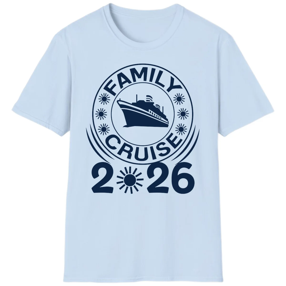 Family Cruise 2026 Badge T-Shirt - Commemorate Your Trip! in Light Blue