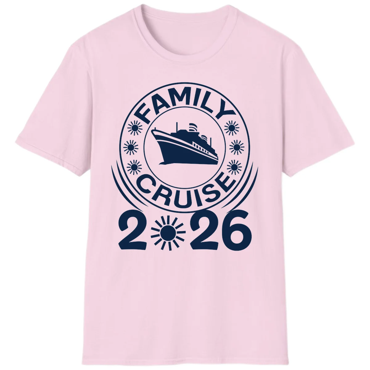 Family Cruise 2026 Badge T-Shirt - Commemorate Your Trip! in Light Pink