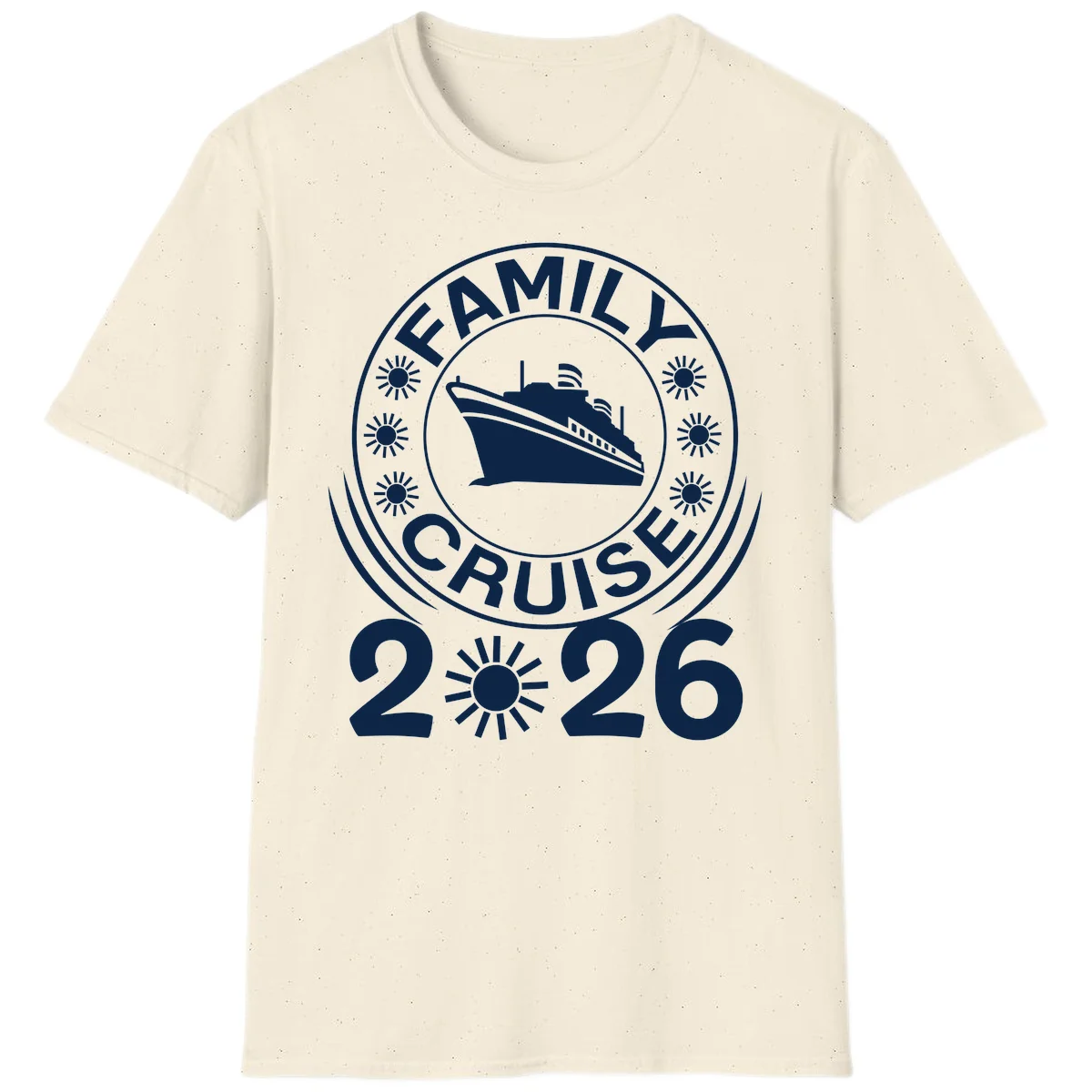 Family Cruise 2026 Badge T-Shirt - Commemorate Your Trip! in Natural