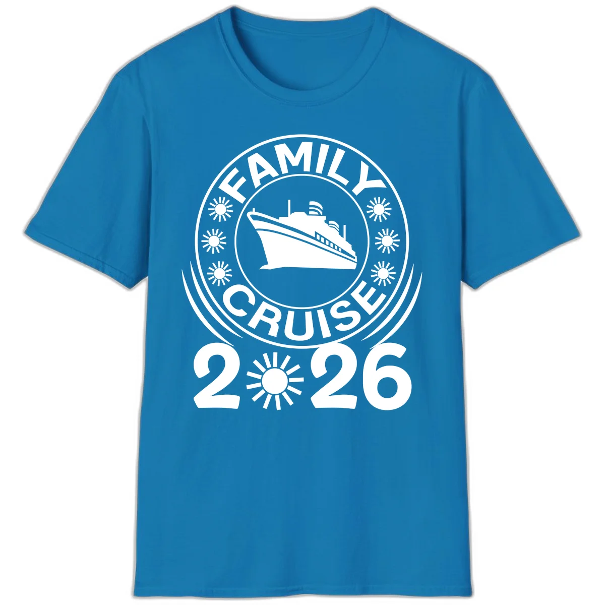 Family Cruise 2026 Badge T-Shirt - Commemorate Your Trip! in Sapphire