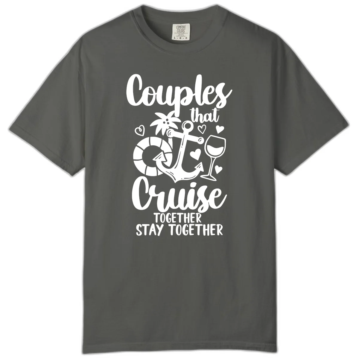 Couples That Cruise Together Comfort Color Tee in Pepper