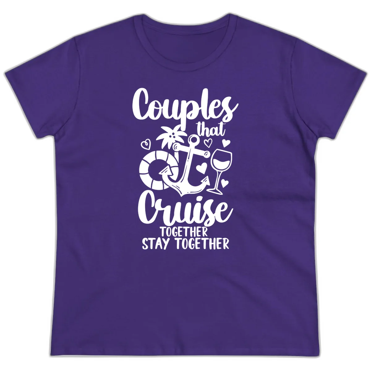 Couples That Cruise Together Ladies Tee in Purple