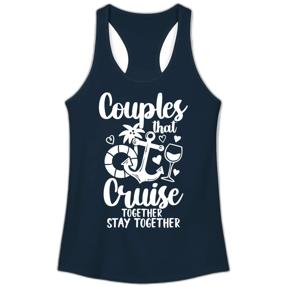 Couples That Cruise Together Ladies Tank in Solid Midnight Navy