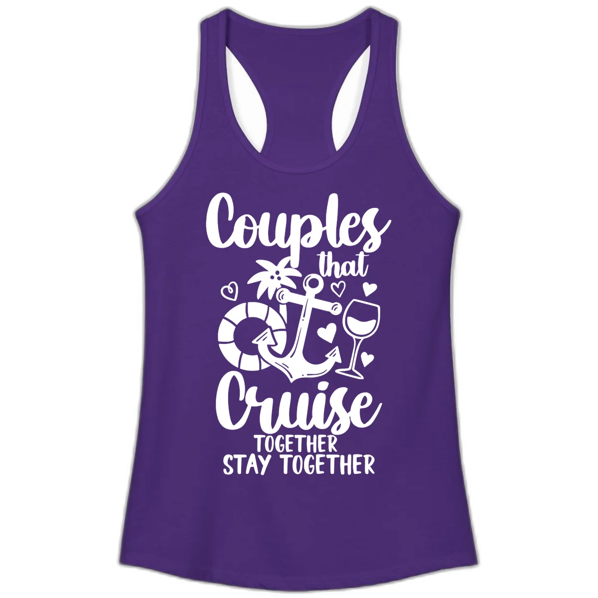 Couples That Cruise Together Ladies Tank in Solid Purple Rush