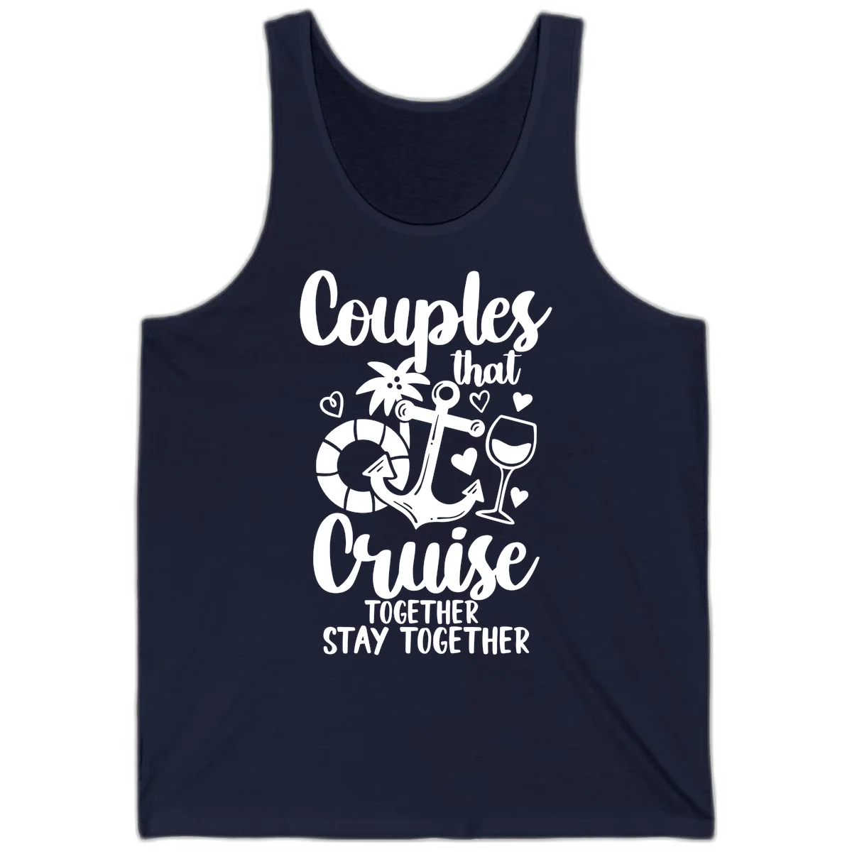 Couples That Cruise Together Tank Top in Navy