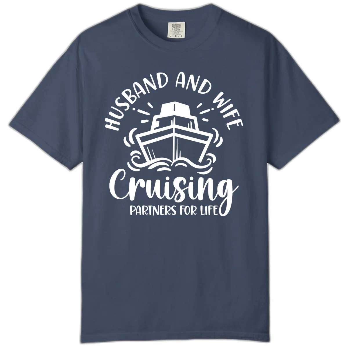 Husband And Wife Cruising Partners For Life Comfort Color in Midnight