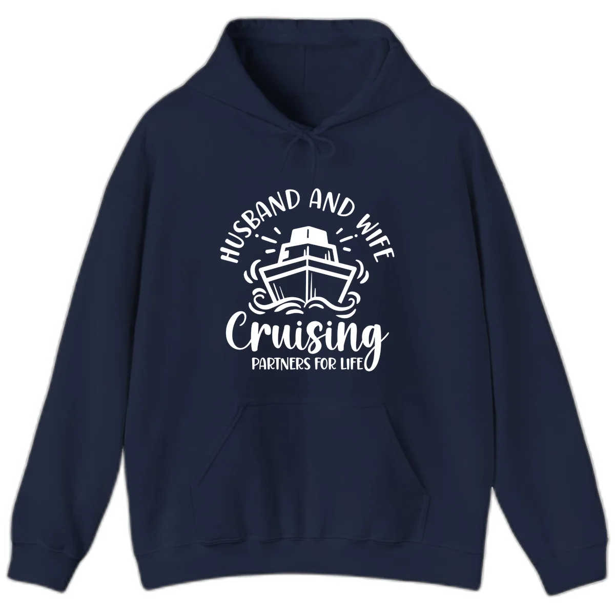 Husband And Wife Cruising Partners For Life Hoodie in Navy