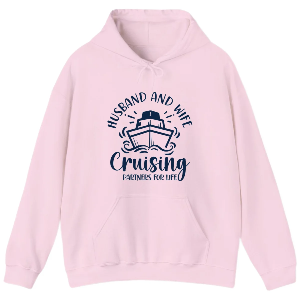 Husband And Wife Cruising Partners For Life Hoodie in Light Pink