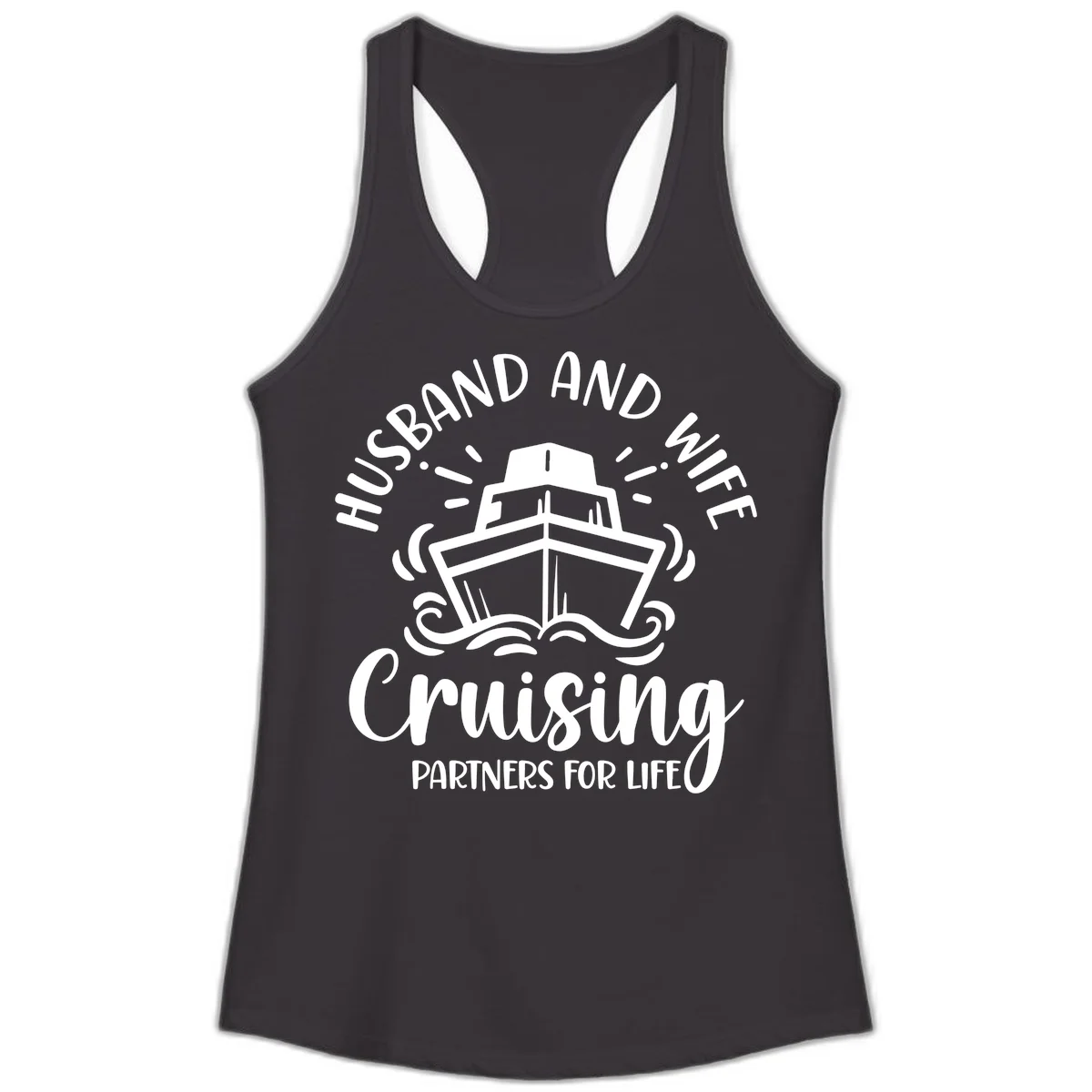 Husband And Wife Cruising Partners For Life Ladies Tank in Black