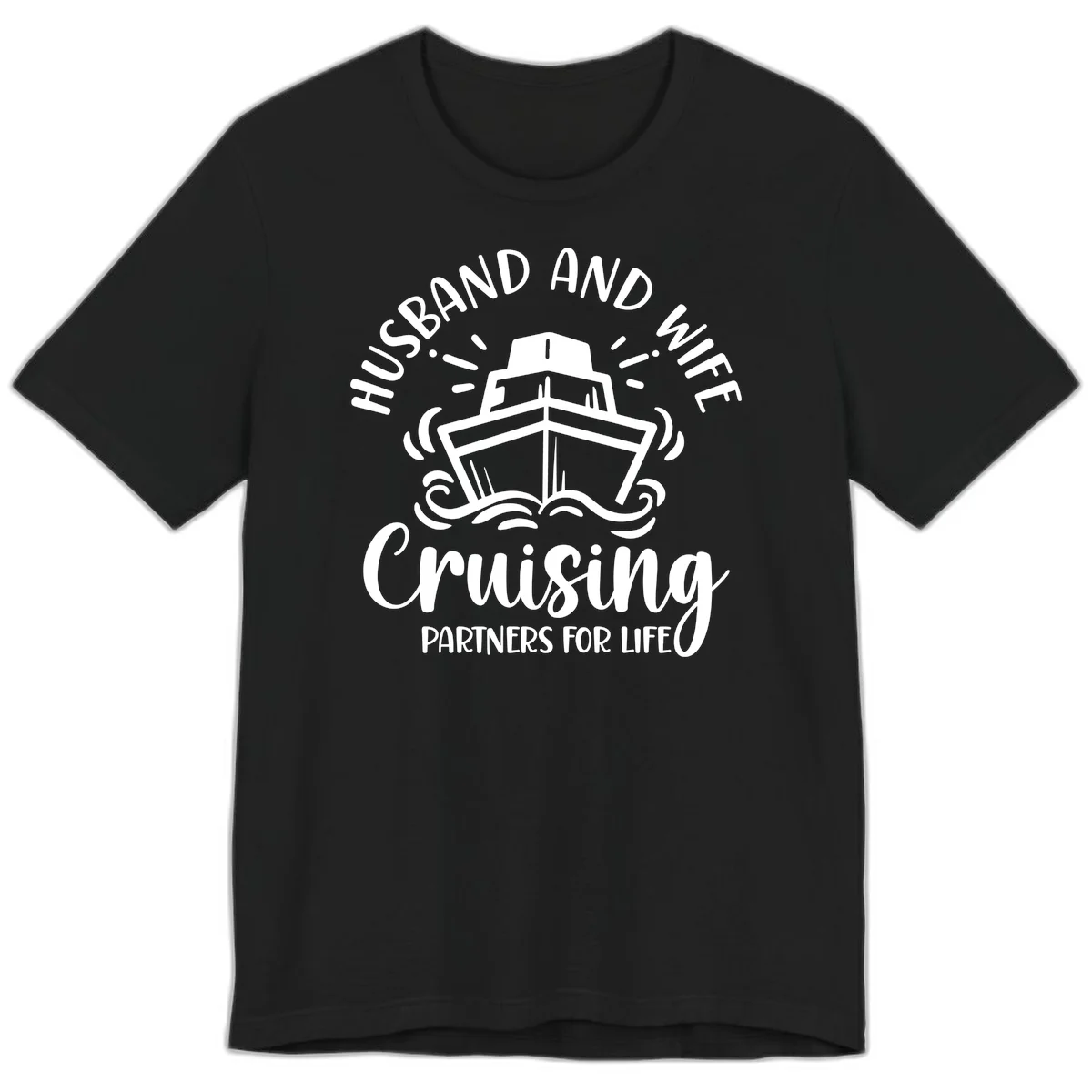 Husband And Wife Cruising Partners For Life Premium T-Shirt in Black