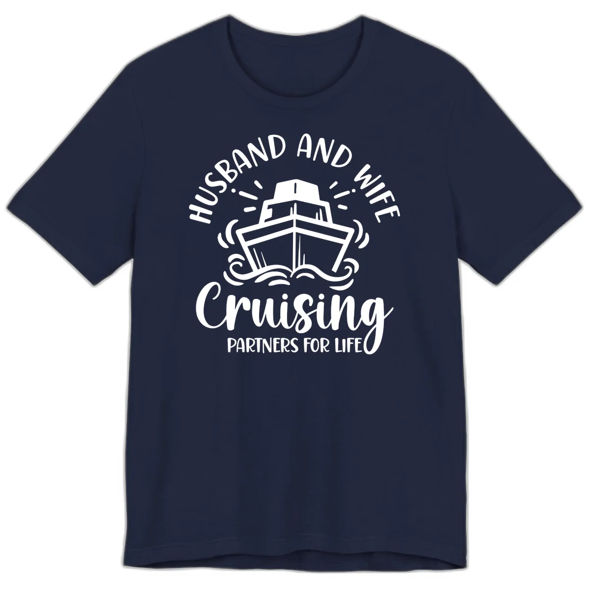 Husband And Wife Cruising Partners For Life Premium T-Shirt in Navy