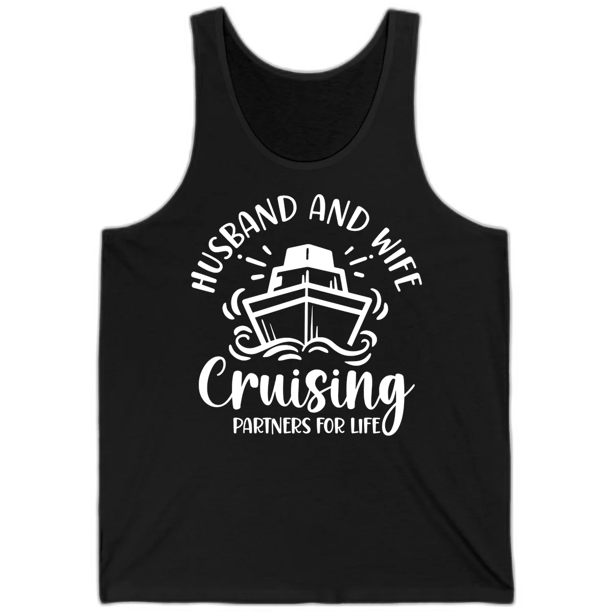 Husband And Wife Cruising Partners For Life Tank in Black