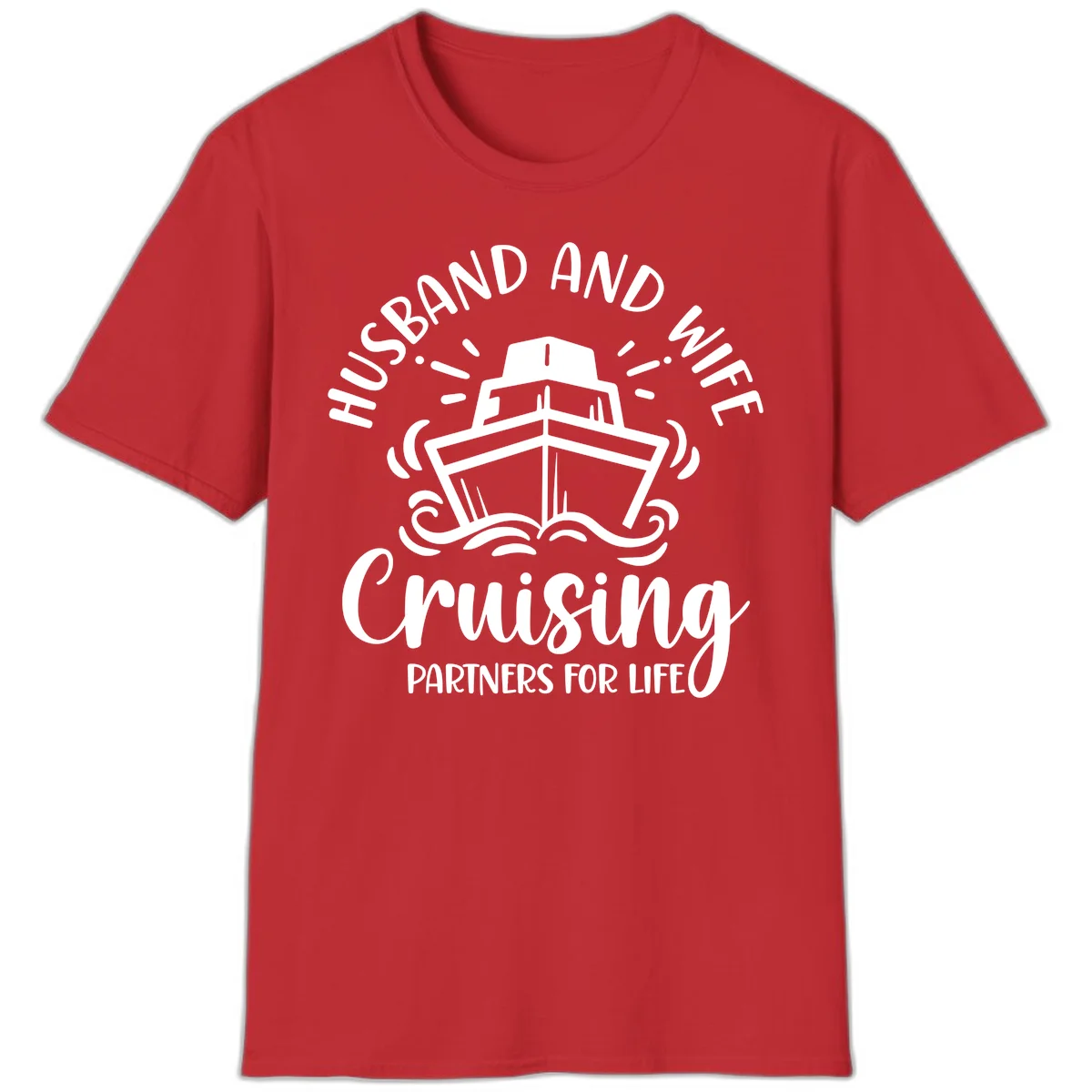 Husband And Wife Cruising Partners For Life T-Shirt in Red