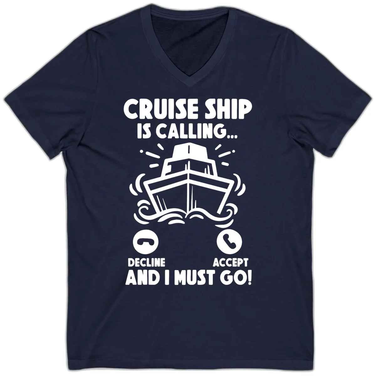 Cruise Ship Is Calling V-Neck Tee in Navy