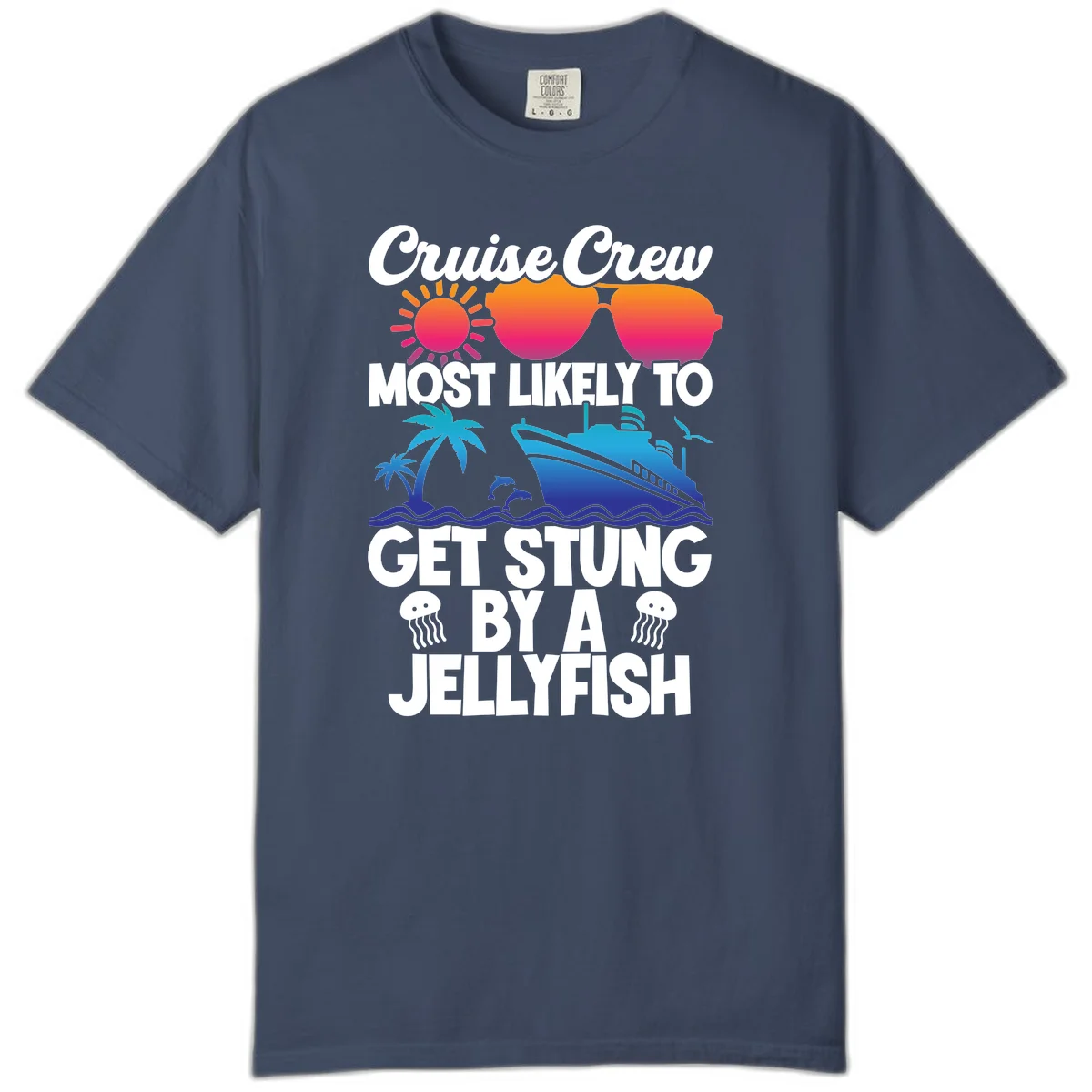 Most Likely To Get Stung By A Jellyfish Comfort Color in Midnight
