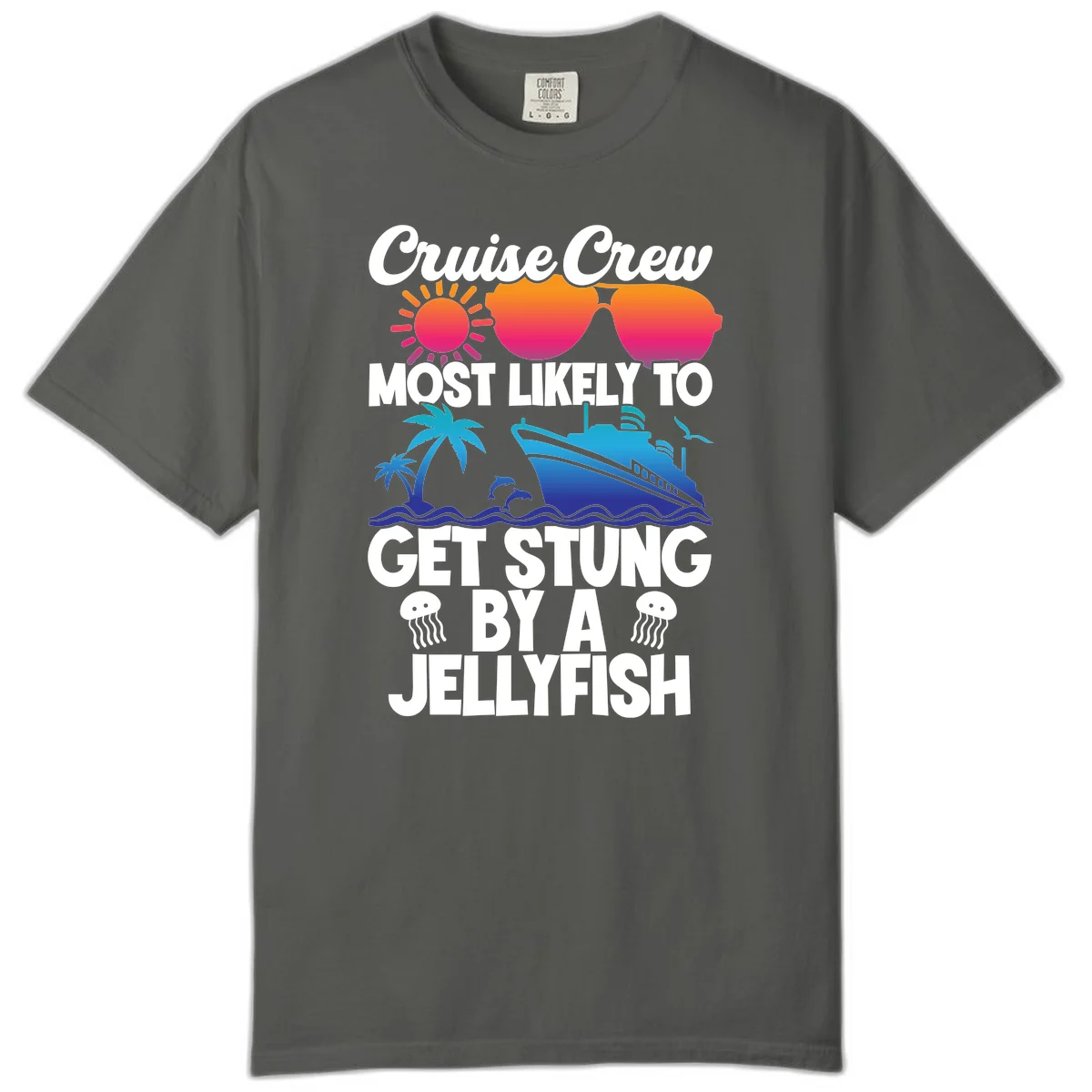 Most Likely To Get Stung By A Jellyfish Comfort Color in Pepper