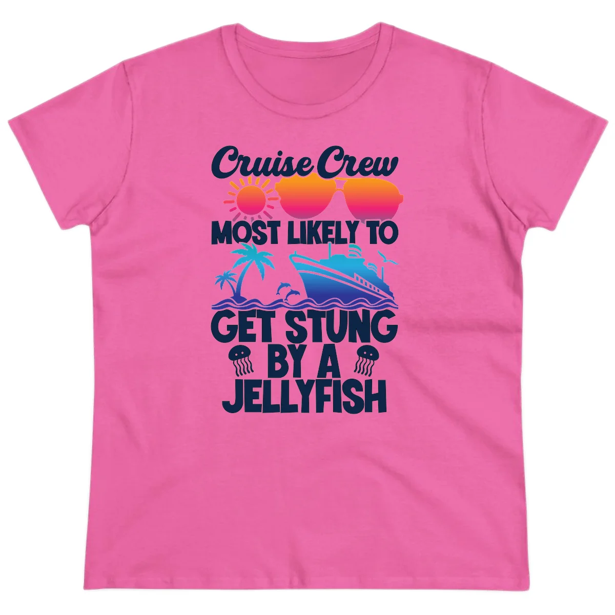 Most Likely To Get Stung By A Jellyfish Ladies Tee in Azalea