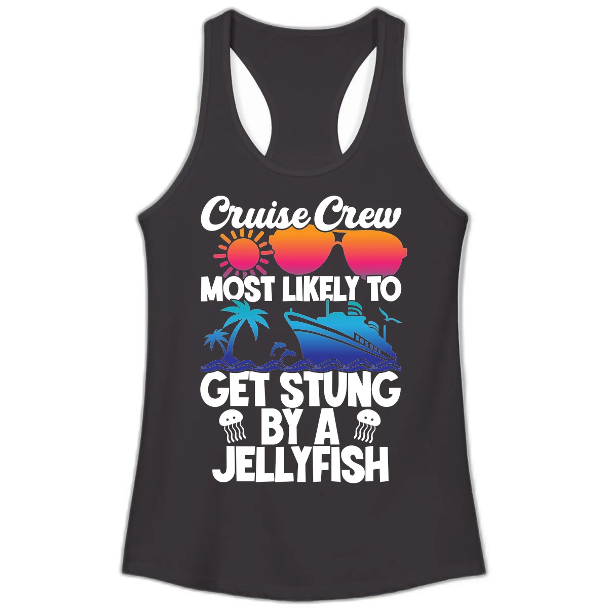 Most Likely To Get Stung By A Jellyfish Ladies Tank in Black