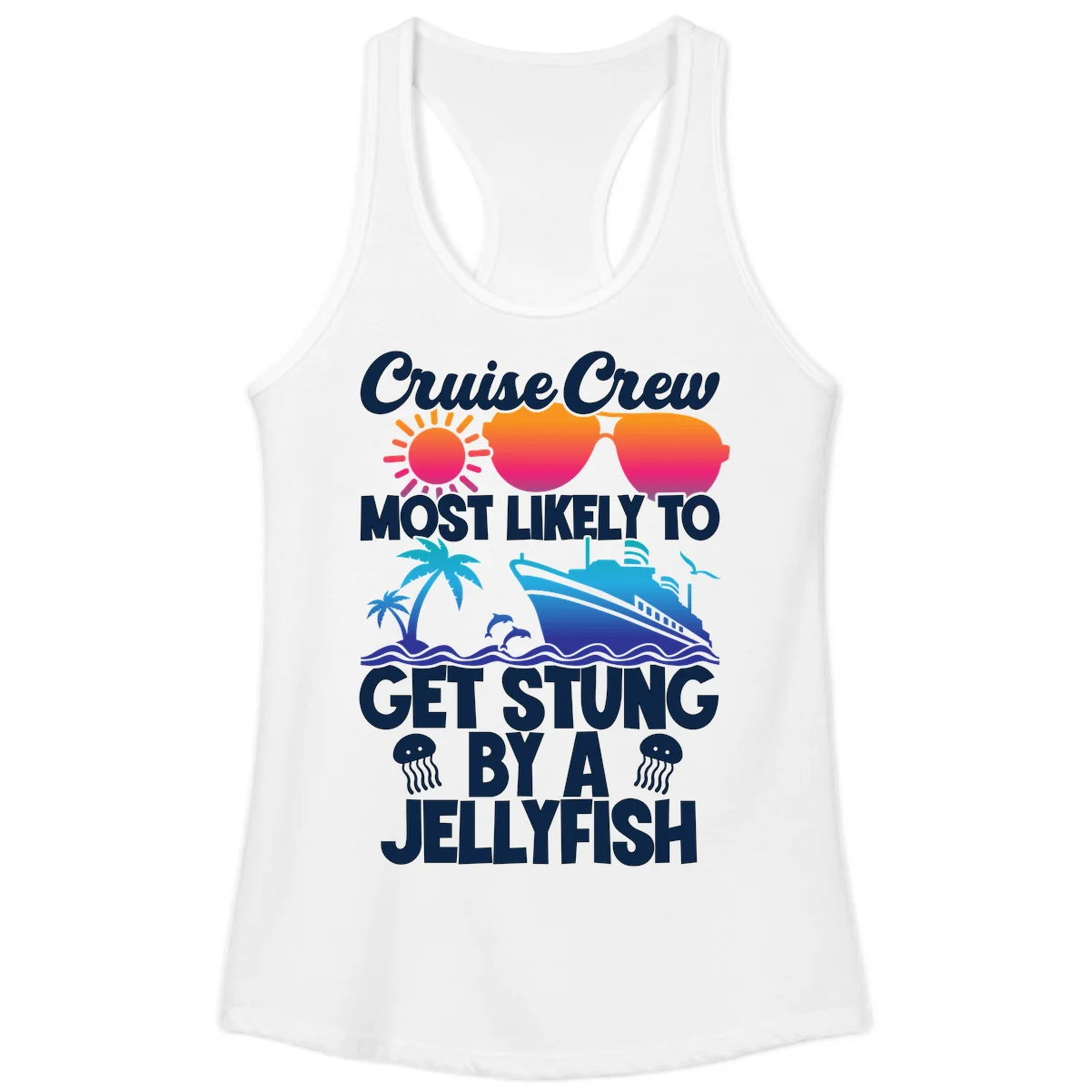 Most Likely To Get Stung By A Jellyfish Ladies Tank in White
