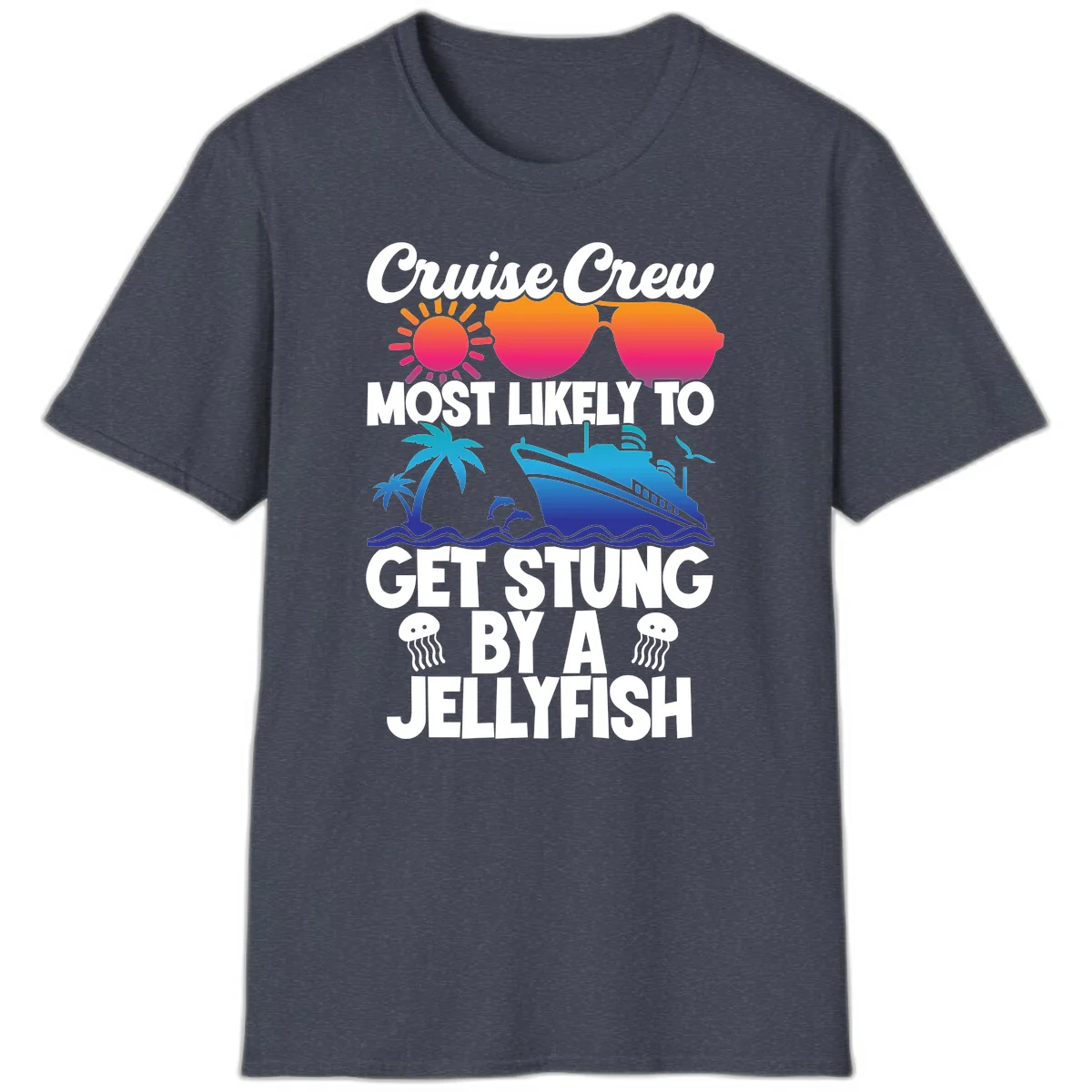 Most Likely To Get Stung By A Jellyfish T-Shirt in Heather Navy