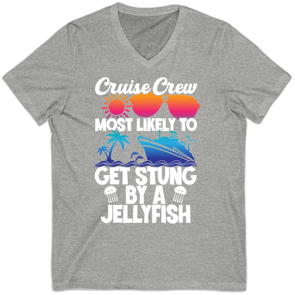 Most Likely To Get Stung By A Jellyfish V-Neck in Athletic Heather