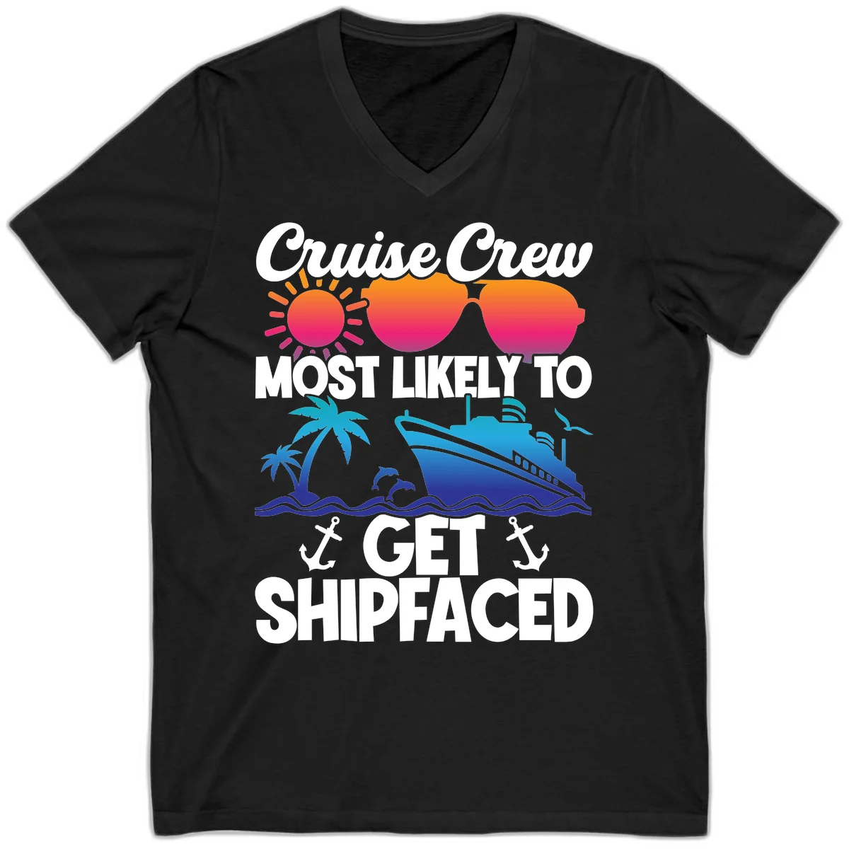 Cruise Crew Most Likely To Get Shipfaced V-Neck in Black