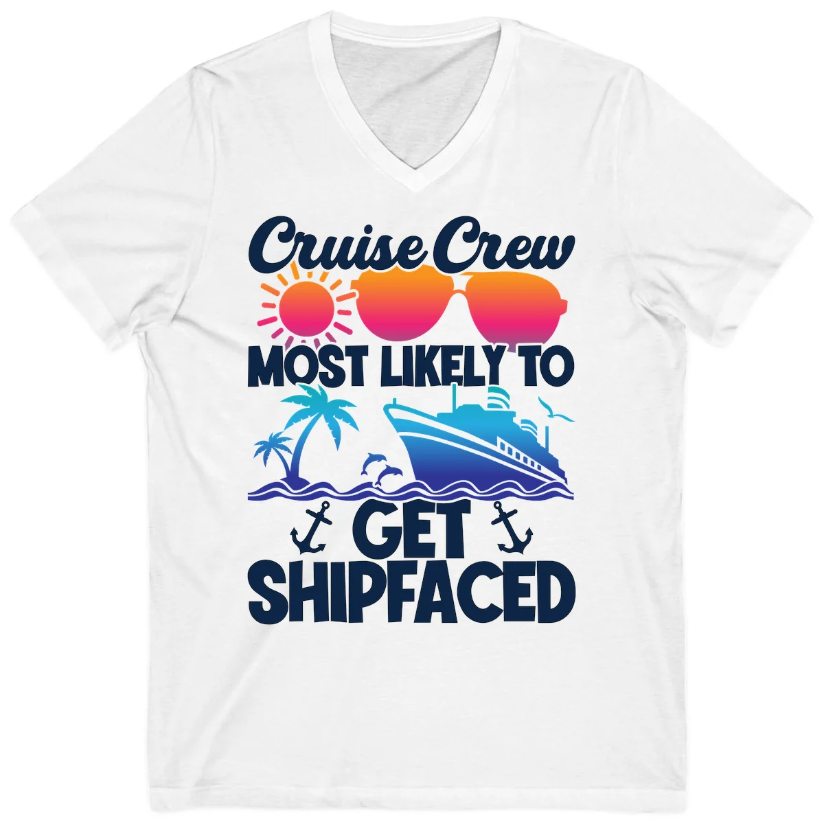 Cruise Crew Most Likely To Get Shipfaced V-Neck in White