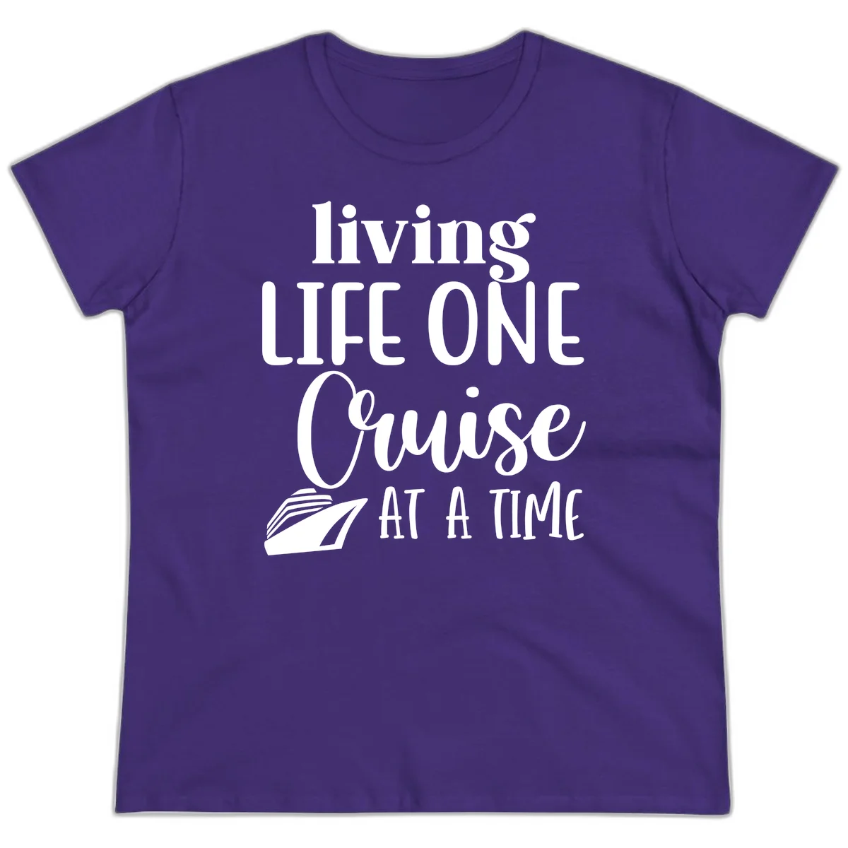 Living Life One Cruise At A Time Ladies Tee in Purple