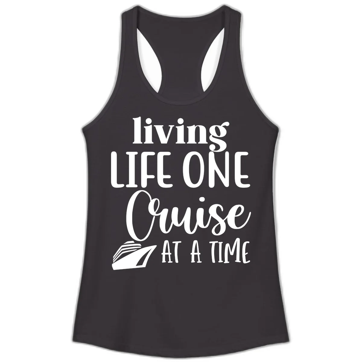 Living Life One Cruise At A Time Ladies Tank in Black