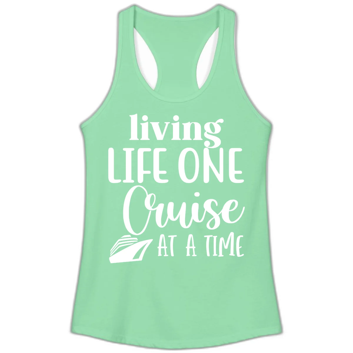 Living Life One Cruise At A Time Ladies Tank in Solid Mint