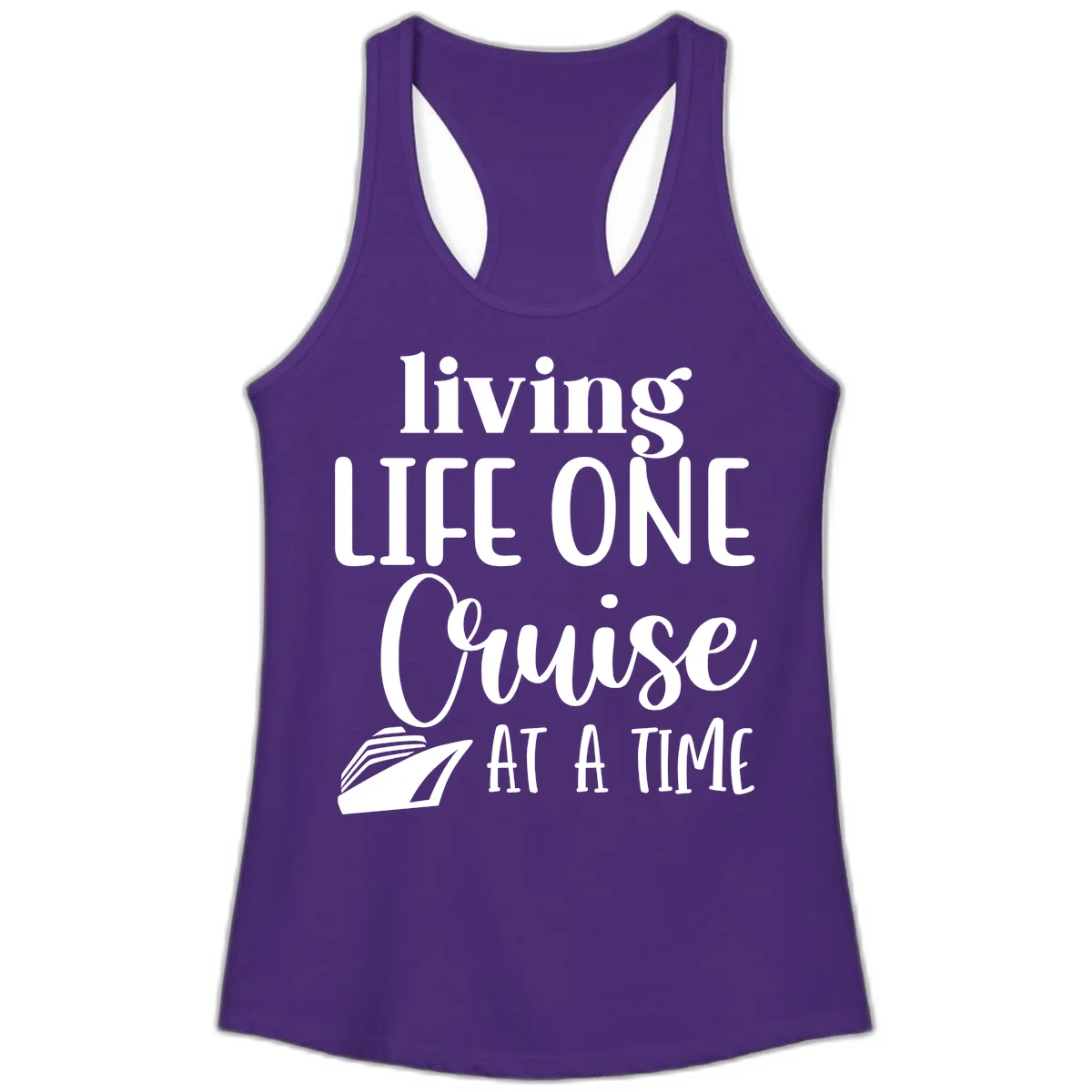 Living Life One Cruise At A Time Ladies Tank in Solid Purple Rush