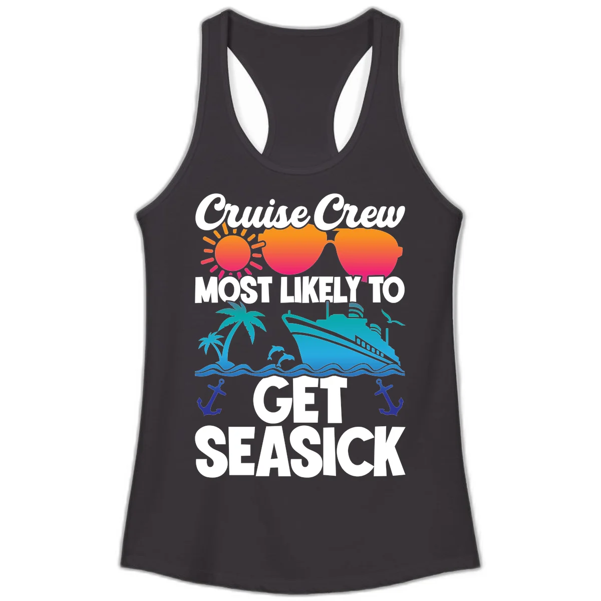 Cruise Crew Most Likely To Get Seasick Ladies Tank in Black