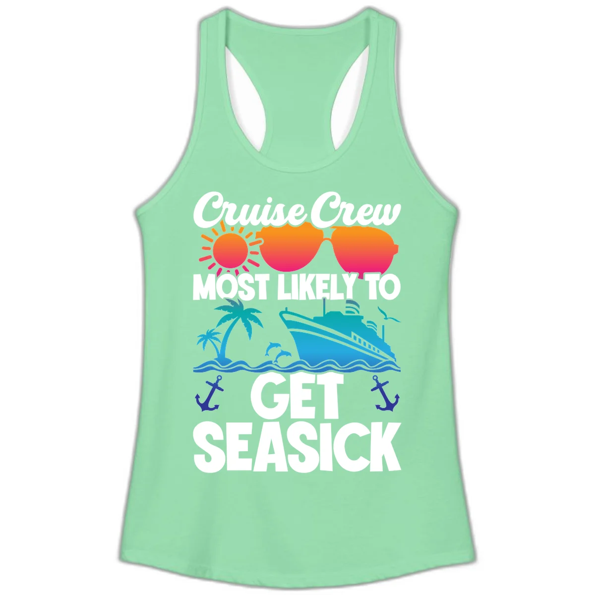Cruise Crew Most Likely To Get Seasick Ladies Tank in Solid Mint