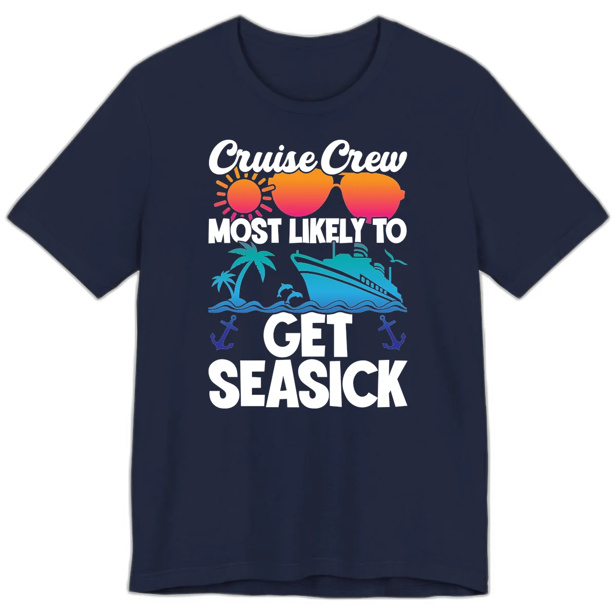 Cruise Crew Most Likely To Get Seasick Premium T-Shirt in Navy