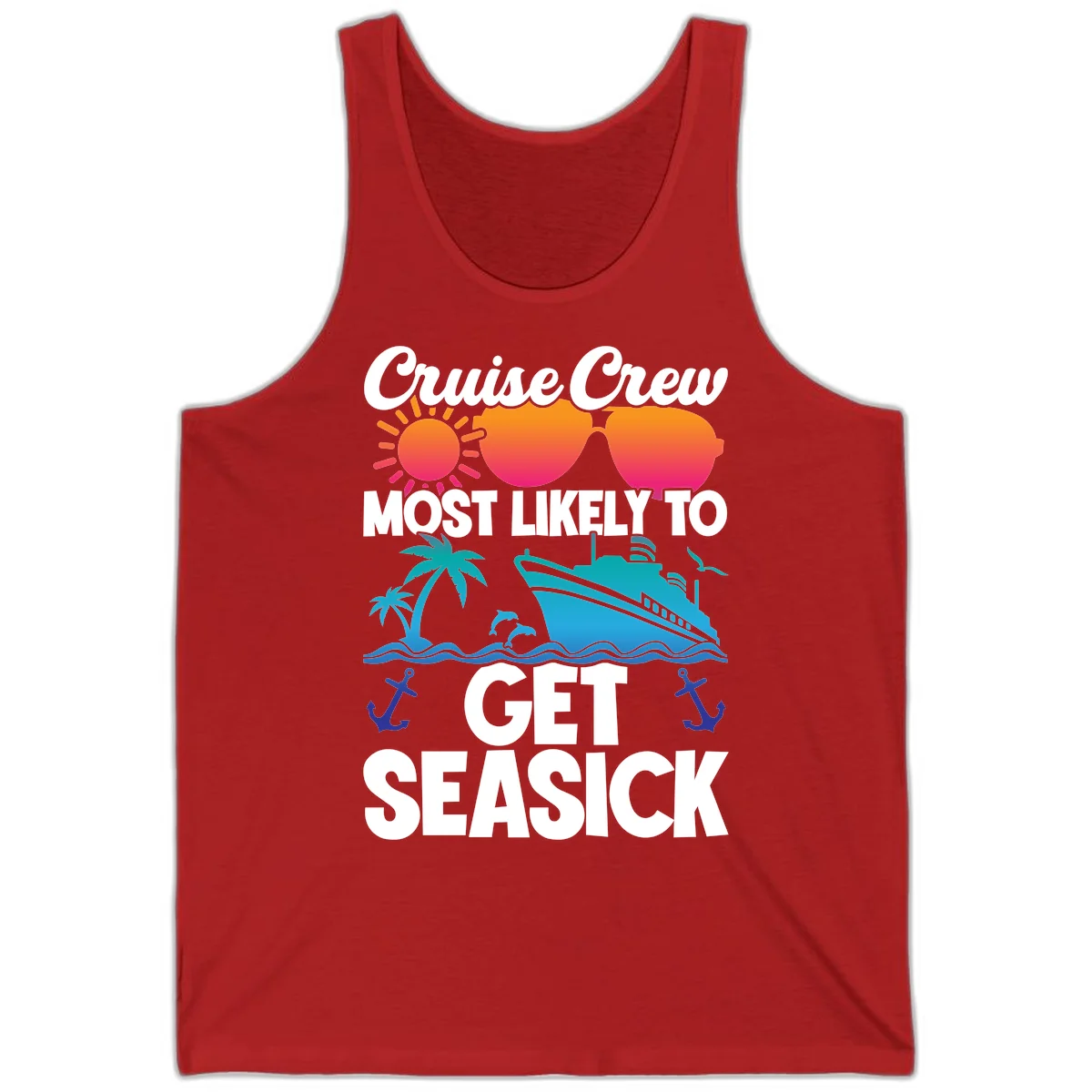 Cruise Crew Most Likely To Get Seasick Tank in Red