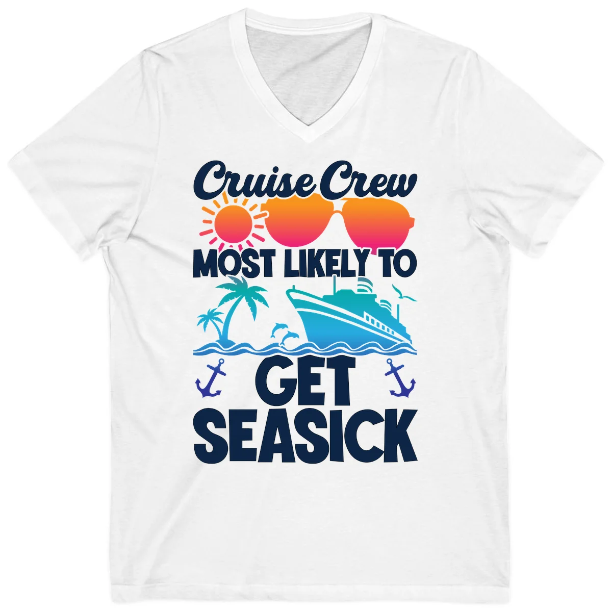 Cruise Crew Most Likely To Get Seasick V-Neck in White