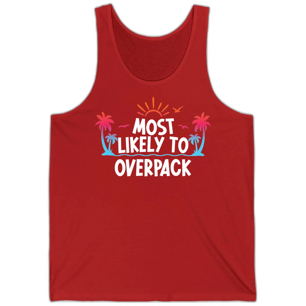 Most Likely To Overpack Funny Cruise Tank Top in Red
