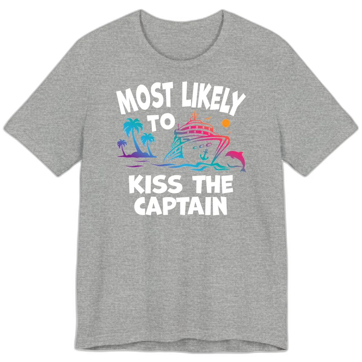 Most Likely To Kiss The Captain Premium T-Shirt in Athletic Heather